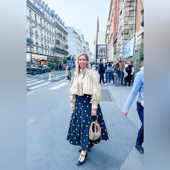 Sezane Black Polka Dot Skirt Size 6 - Picture 2 of 2